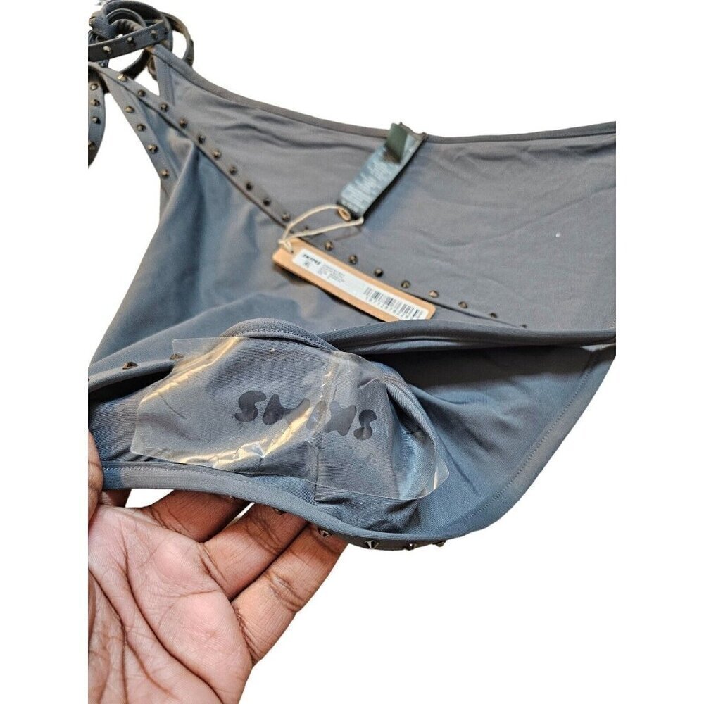 New with Tags SKIMS RHINESTONE SWIM BIKINI TIE BOTTOMS IN GUNMETAL XL - Picture 9 of 12
